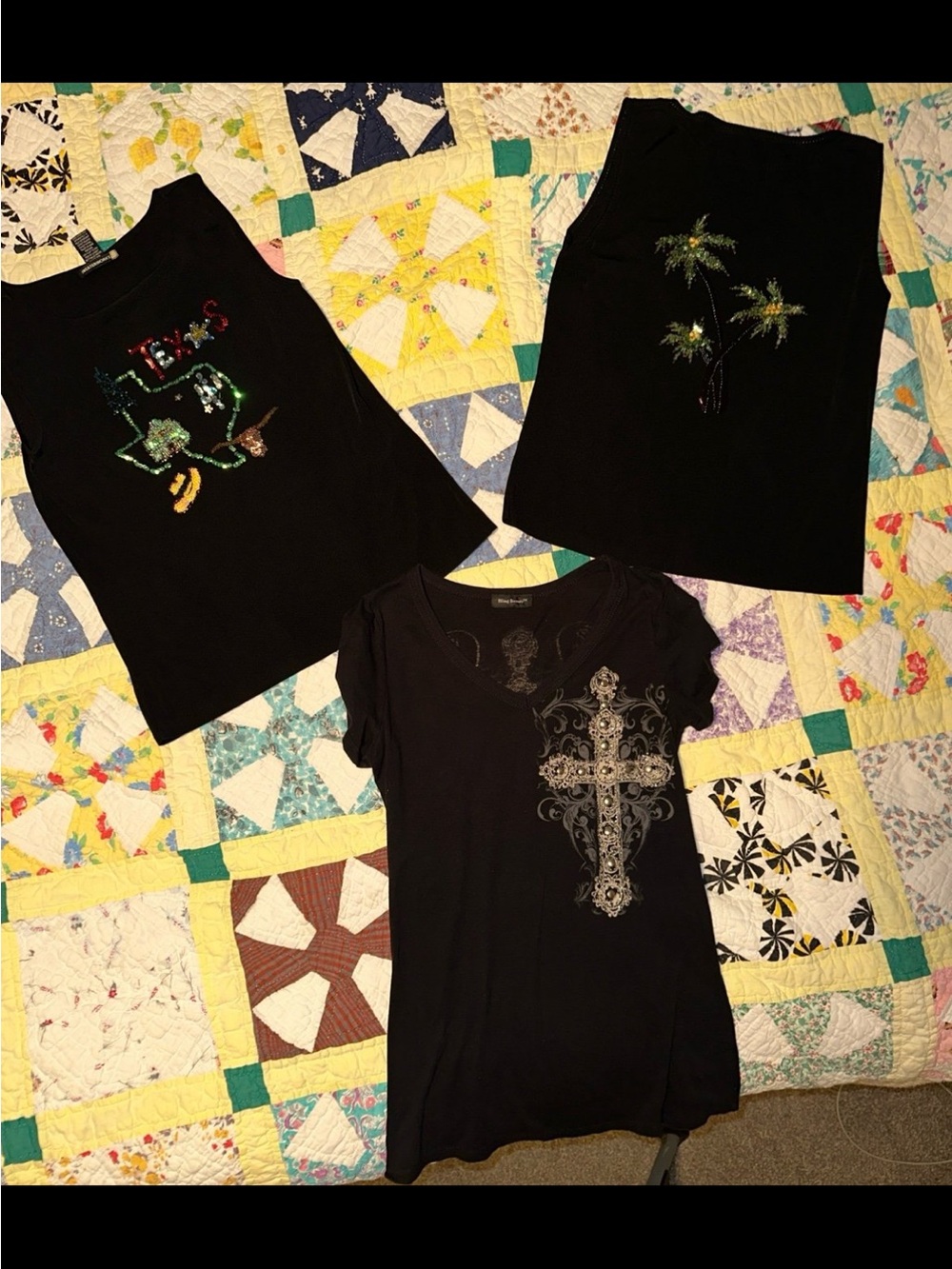 Sweaterworks Black Sequin Palm Tank